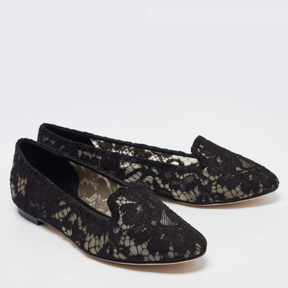 Dolce & Gabbana Black Lace Flats